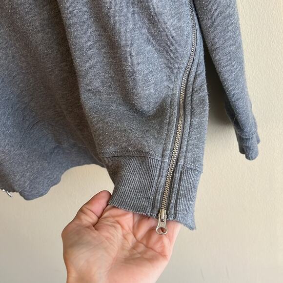 Saks Fifth Avenue Y2K Raw Hem Oversized Sweatshirt with Side Zips Gray Size S - Picture 5 of 10